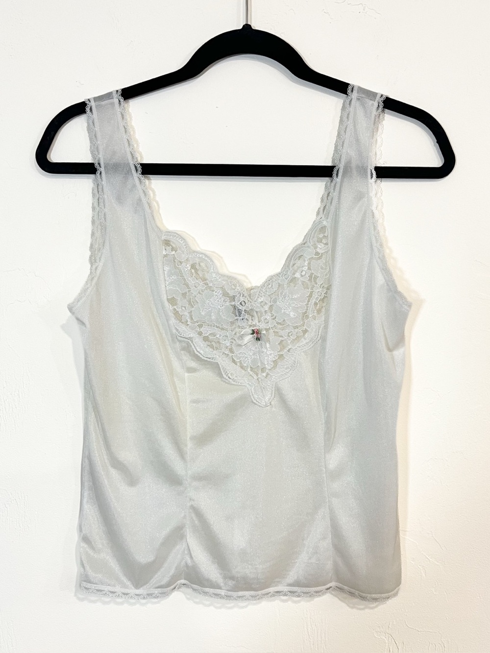 Ashley Taylor Vintage Satin Lace Babydoll Tank Top White Size Medium Ren Faire